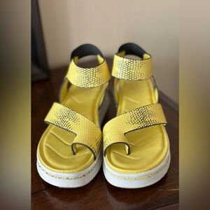 Franco Sarto Elliot Snake Embossed Yellow Sandals
